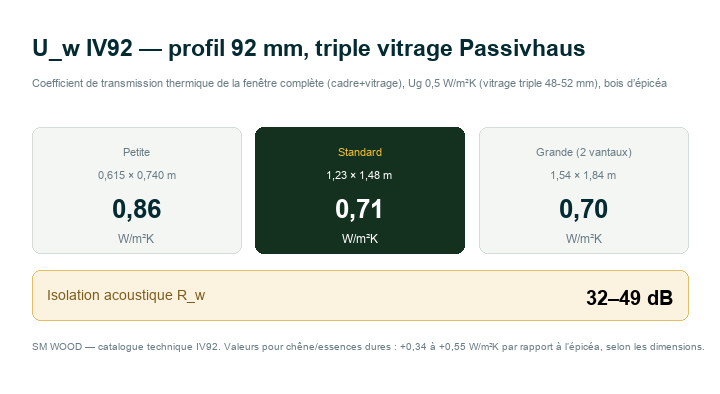 Uw IV92 coefficient de transfert thermique par dimension